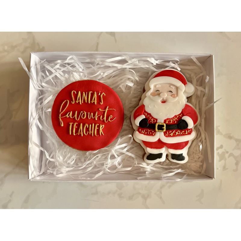 Santa's favourite teacher biscuit box